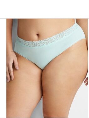 State of Day Cotton Blend Lace Trim Hipster underwear in Tea Green Medium NWT
